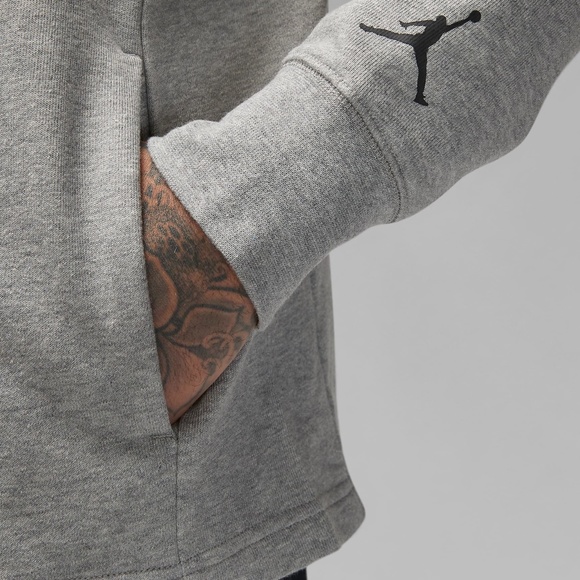 Nike Jordan Dri-Fit Fleece Pullover Hoodie FB7570-063 (Dark Grey Heather/Black) - Picture 4 of 6